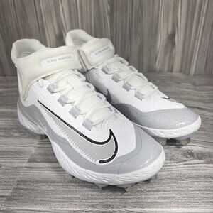 Nike Alpha Huarache Elite 4 Mid Gray Baseball Cleats - FD2744-102 - Men's Size 7